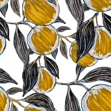 Portakallı, yaratıcı, kusursuz desen. Yağlı boya etkisi. Parlak yaz baskısı. Her amaç için harika bir tasarım