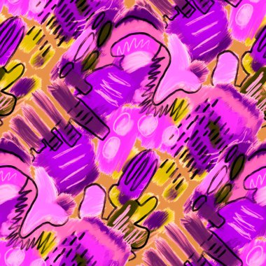 Güzel, parlak soyut elementlerle, yaratıcı, kusursuz bir desen. Her türlü tasarım için renkli bir doku. Grafik olarak soyut bir arkaplan. Çağdaş sanat. Moda modern tarzı.