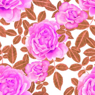 Sulu Boya Dikişsiz desen Güllü