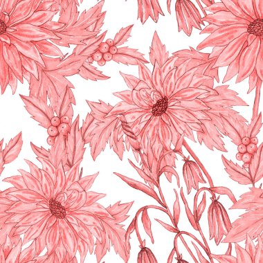 Çiçek buketli suluboya desenli. Klasik botanik çizimi. Her türlü tasarım için zarif bir dekorasyon. Renkli ve soyut çiçekli moda baskısı. Suluboya dokusu.