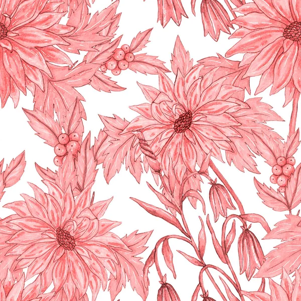 Çiçek buketli suluboya desenli. Klasik botanik çizimi. Her türlü tasarım için zarif bir dekorasyon. Renkli ve soyut çiçekli moda baskısı. Suluboya dokusu.