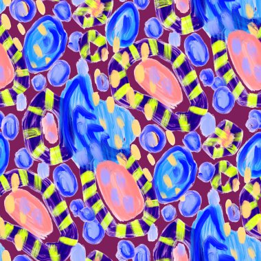 Güzel, parlak soyut elementlerle, yaratıcı, kusursuz bir desen. Her türlü tasarım için renkli bir doku. Grafik olarak soyut bir arkaplan. Çağdaş sanat. Modern tarz modaya uygun. Yağlı boya etkisi.