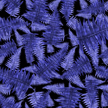 Eğrelti otu yapraklı suluboya desenli. Yaprak süsleme. Klasik botanik egzotik resim duvar kâğıdı.