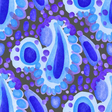 Suluboya, soyut, kusursuz desen. Parlak el yapımı elementlerle yaratıcı doku. Soyut renkli yazdırma.