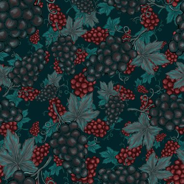 Üzümlü, yaratıcı, kusursuz desen. Yağlı boya etkisi. Parlak yaz baskısı. Her amaç için harika bir tasarım