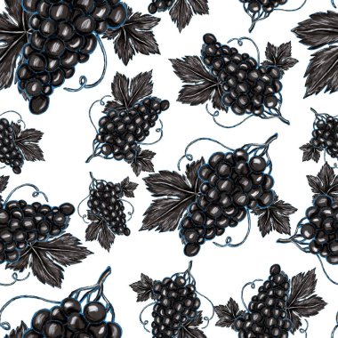 Üzümlü, yaratıcı, kusursuz desen. Yağlı boya etkisi. Parlak yaz baskısı. Her amaç için harika bir tasarım