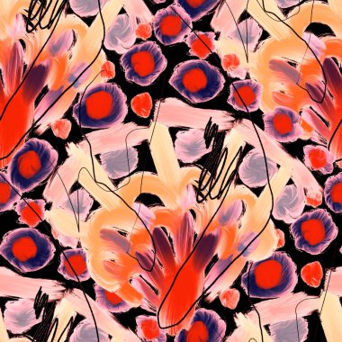 Güzel, parlak soyut elementlerle, yaratıcı, kusursuz bir desen. Her türlü tasarım için renkli bir doku. Grafik olarak soyut bir arkaplan. Çağdaş sanat. Moda modern tarzı.