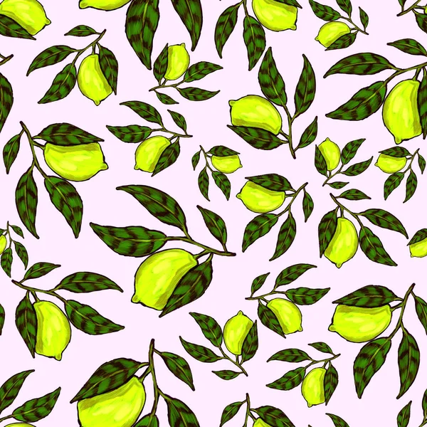 Kreative Nahtlose Muster Mit Zitronen Ölfarben Effekt Strahlender Sommerdruck Tolles — Stockfoto