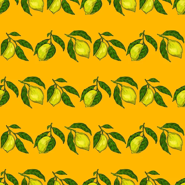 Patrón Creativo Sin Costuras Con Limones Efecto Pintura Óleo Estampado — Foto de Stock