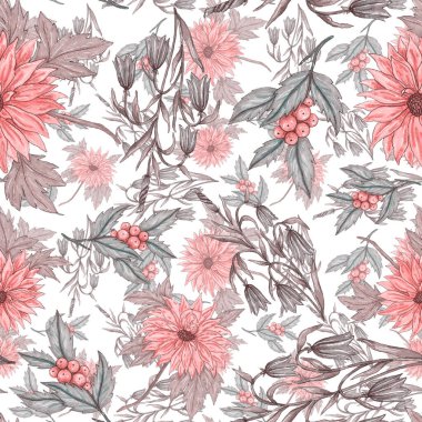 Çiçek buketli suluboya desenli. Klasik botanik çizimi. Her türlü tasarım için zarif bir dekorasyon. Renkli ve soyut çiçekli moda baskısı. Suluboya dokusu.