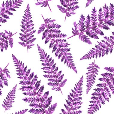 Eğrelti otu yapraklı suluboya desenli. Yaprak süsleme. Klasik botanik egzotik resim duvar kâğıdı.