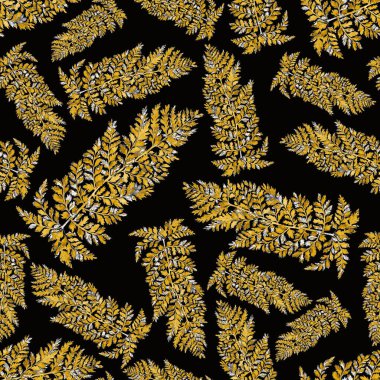 Eğrelti otu yapraklı suluboya desenli. Yaprak süsleme. Klasik botanik egzotik resim duvar kâğıdı.