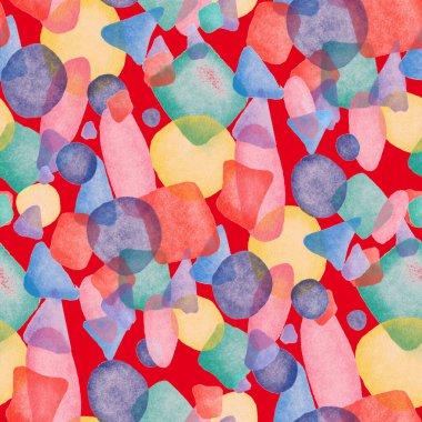 Suluboya, soyut, kusursuz desen. Parlak el yapımı elementlerle yaratıcı doku. Soyut renkli yazdırma.