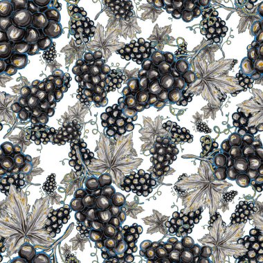 Üzümlü, yaratıcı, kusursuz desen. Yağlı boya etkisi. Parlak yaz baskısı. Her amaç için harika bir tasarım