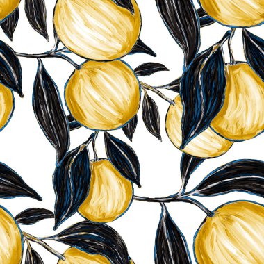 Portakallı, yaratıcı, kusursuz desen. Yağlı boya etkisi. Parlak yaz baskısı. Her amaç için harika bir tasarım