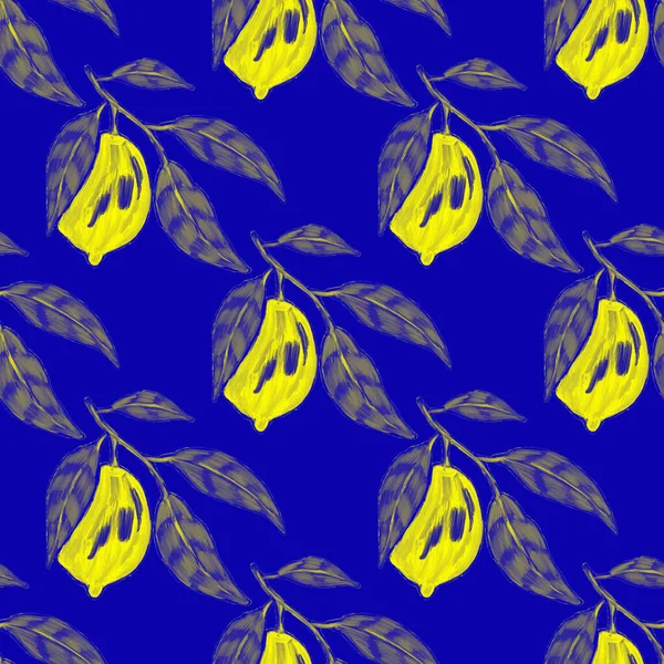 Креативний Безшовний Візерунок Лимонами Ефект Олійної Фарби Яскравий Літній Принт — стокове фото