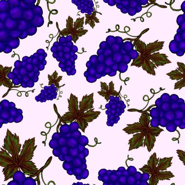 Üzümlü, yaratıcı, kusursuz desen. Yağlı boya etkisi. Parlak yaz baskısı. Her amaç için harika bir tasarım