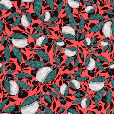 Limonlu, yaratıcı, kusursuz desen. Yağlı boya etkisi. Parlak yaz baskısı. Her amaç için harika bir tasarım