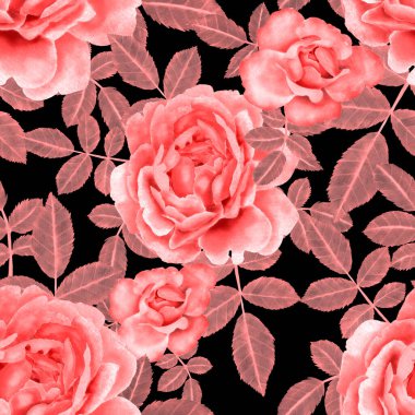 Sulu Boya Dikişsiz desen Güllü