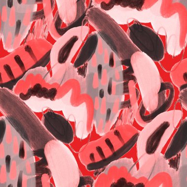 Suluboya, soyut, kusursuz desen. Parlak el yapımı elementlerle yaratıcı doku. Soyut renkli yazdırma.