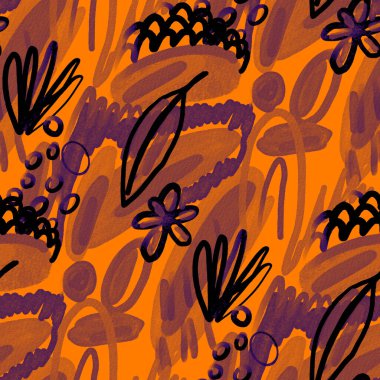 Suluboya, soyut, kusursuz desen. Parlak el yapımı elementlerle yaratıcı doku. Soyut renkli yazdırma.