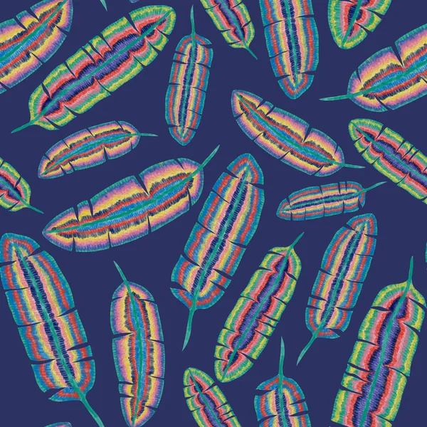 Современный Абстрактный Бесшовный Рисунок Творческими Красочными Тропическими Листьями Ретро Яркий — стоковое фото