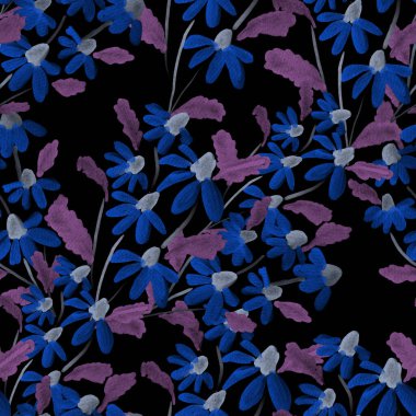 Bahar çiçekleriyle suluboya kusursuz desen. Klasik botanik çizimi. Her türlü tasarım için zarif bir dekorasyon. Renkli ve soyut çiçekli moda baskısı. Suluboya dokusu.