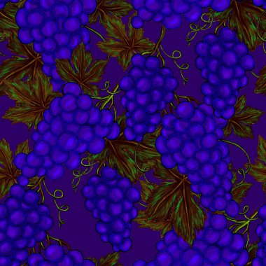 Üzümlü, yaratıcı, kusursuz desen. Yağlı boya etkisi. Parlak yaz baskısı. Her amaç için harika bir tasarım