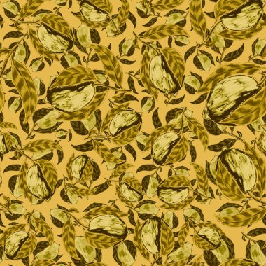 Limonlu, yaratıcı, kusursuz desen. Yağlı boya etkisi. Parlak yaz baskısı. Her amaç için harika bir tasarım