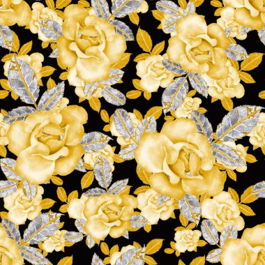 Sulu Boya Dikişsiz desen Güllü