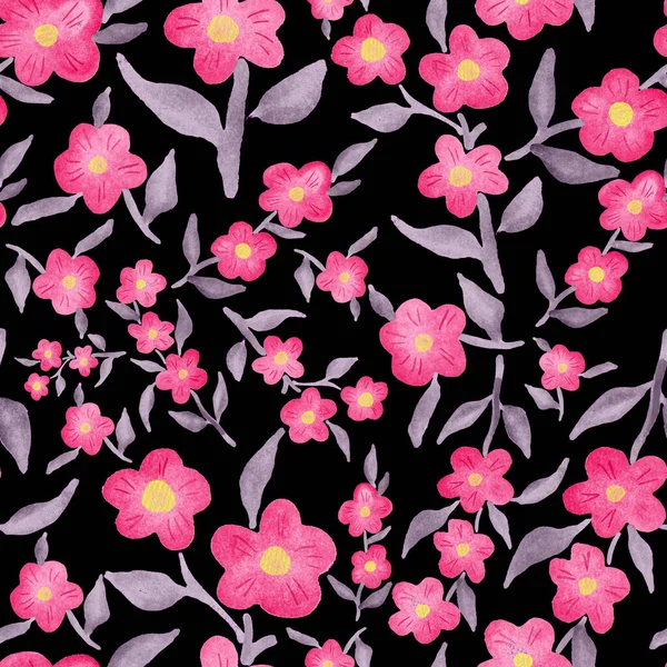 Patrón Sin Costuras Acuarela Con Ramos Florales Primavera Ilustración Botánica — Foto de Stock