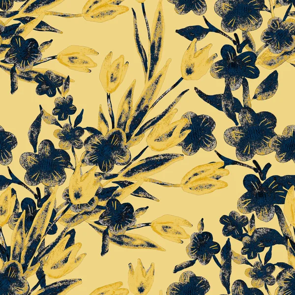 Akvarell Sömlöst Mönster Med Våren Blommiga Buketter Vintage Botanisk Illustration — Stockfoto