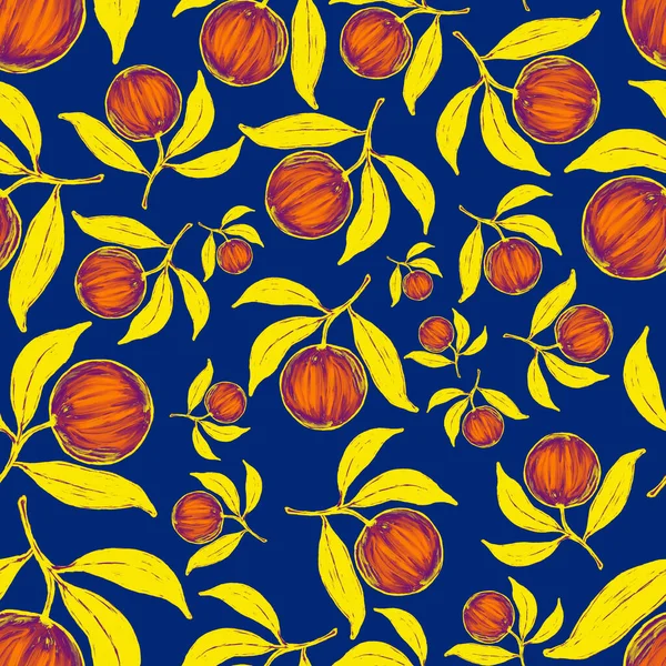 Creative Seamless Pattern Oranges Oil Paint Effect Bright Summer Print — Stock Photo, Image