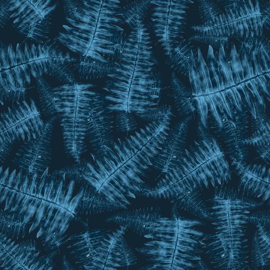 Eğrelti otu yapraklı suluboya desenli. Yaprak süsleme. Klasik botanik egzotik resim duvar kâğıdı.