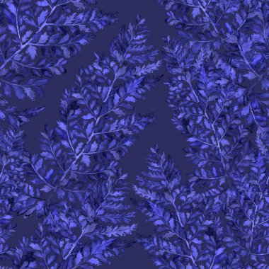 Eğrelti otu yapraklı suluboya desenli. Yaprak süsleme. Klasik botanik egzotik resim duvar kâğıdı.