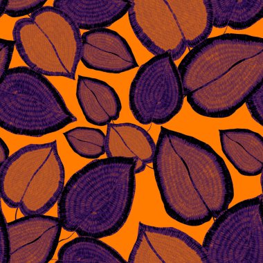 Yaratıcı renkli tropikal yaprakları olan modern, soyut, pürüzsüz desen. Geçmişe dönük parlak yaz geçmişi. Orman yaprakları çizimi. Mayo botanik tasarımı. Antika egzotik baskı.