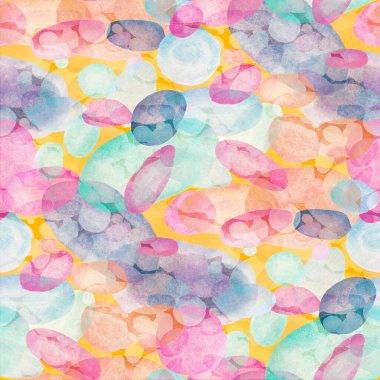 Suluboya, soyut, kusursuz desen. Parlak el yapımı elementlerle yaratıcı doku. Soyut renkli yazdırma.