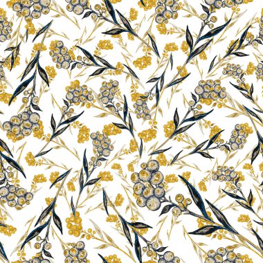 Çiçek buketli suluboya desenli. Klasik botanik çizimi. Her türlü tasarım için zarif bir dekorasyon. Renkli ve soyut çiçekli moda baskısı. Suluboya dokusu.