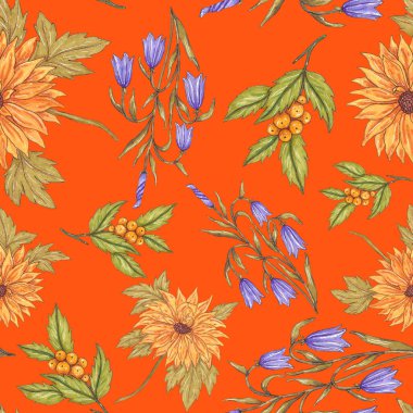 Çiçek buketli suluboya desenli. Klasik botanik çizimi. Her türlü tasarım için zarif bir dekorasyon. Renkli ve soyut çiçekli moda baskısı. Suluboya dokusu.