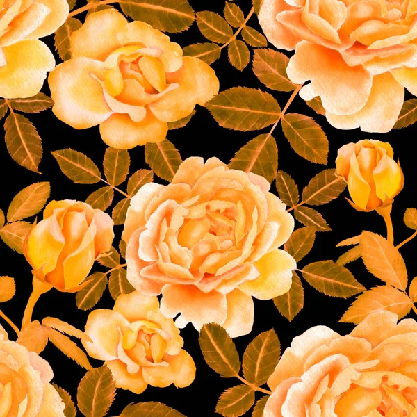 Акварельний Безшовний Візерунок Трояндами — стокове фото