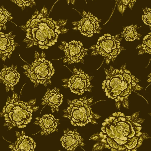 Υδατογραφία Αδιάλειπτη Μοτίβο Λουλούδια Ανθοδέσμες Vintage Βοτανική Απεικόνιση Κομψή Διακόσμηση — Φωτογραφία Αρχείου