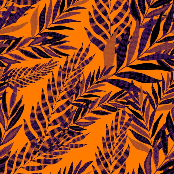 Modern Abstract Seamless Pattern Creative Colorful Tropical Leaves Retro Bright — Stock Photo, Image