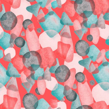 Suluboya, soyut, kusursuz desen. Parlak el yapımı elementlerle yaratıcı doku. Soyut renkli yazdırma.