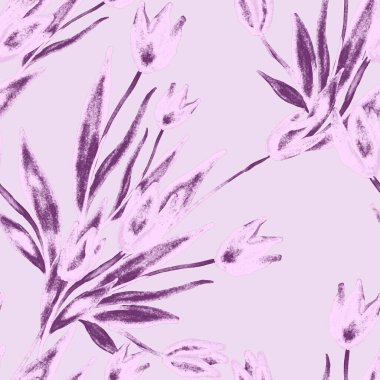 Bahar çiçekleriyle suluboya kusursuz desen. Klasik botanik çizimi. Her türlü tasarım için zarif bir dekorasyon. Renkli ve soyut çiçekli moda baskısı. Suluboya dokusu.