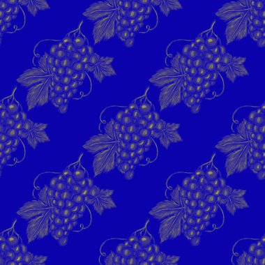 Üzümlü, yaratıcı, kusursuz desen. Yağlı boya etkisi. Parlak yaz baskısı. Her amaç için harika bir tasarım