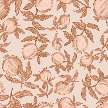 Nar ile yaratıcılığı kusursuz desen. Yağlı boya etkisi. Parlak yaz baskısı. Her amaç için harika bir tasarım