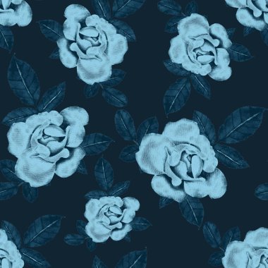 Sulu Boya Dikişsiz desen Güllü