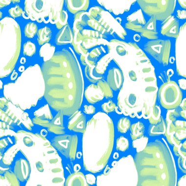 Suluboya, soyut, kusursuz desen. Parlak el yapımı elementlerle yaratıcı doku. Soyut renkli yazdırma.