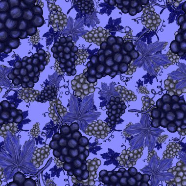 Üzümlü, yaratıcı, kusursuz desen. Yağlı boya etkisi. Parlak yaz baskısı. Her amaç için harika bir tasarım