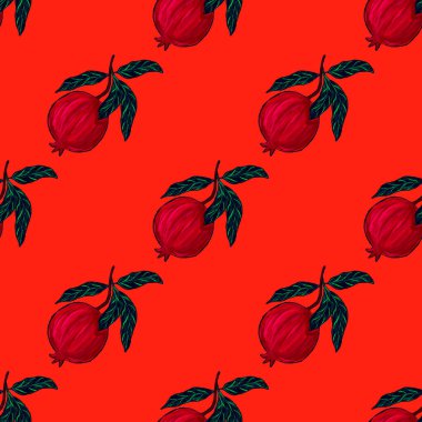 Nar ile yaratıcılığı kusursuz desen. Yağlı boya etkisi. Parlak yaz baskısı. Her amaç için harika bir tasarım